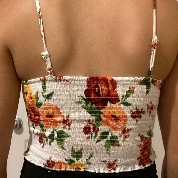 White floral smocked halter top - Picture 3 of 3